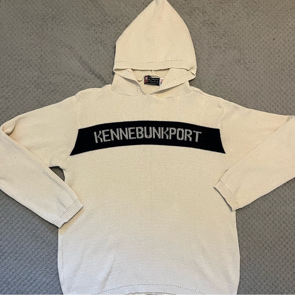 Comfy, coastal knitted ‘Kennebunkport’ Maine sweatshirt.